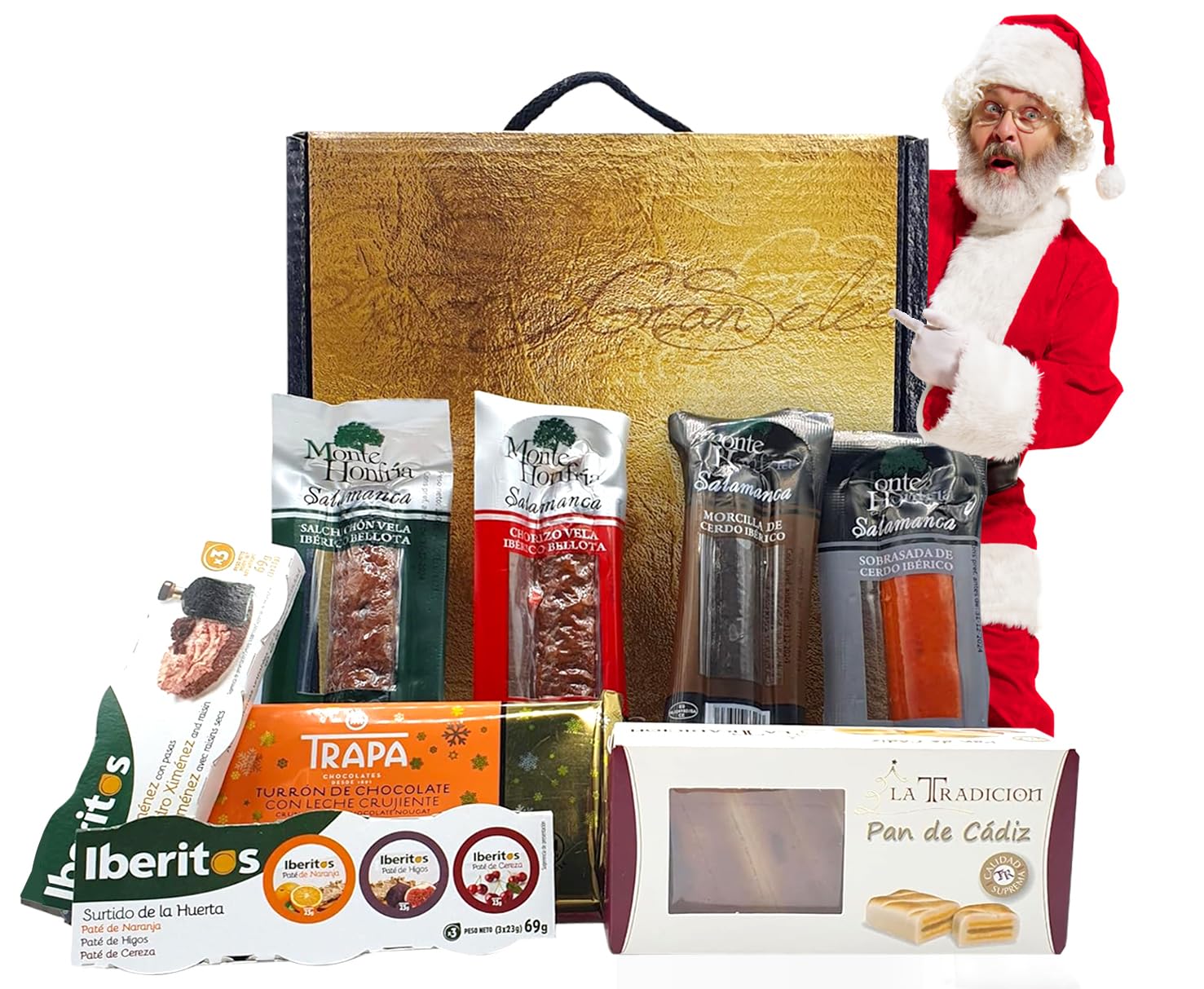 Cesta Gourmet para Regalar S | Perfecta como Cesta Regalo de Día del Padre | Incluye 1 Aceite de Oliva Virgen Extra + 1 Salchichón y 1 Sobrasada Ibérica + Crema Floral de Queso + Paté al PX con pasas — view 12
