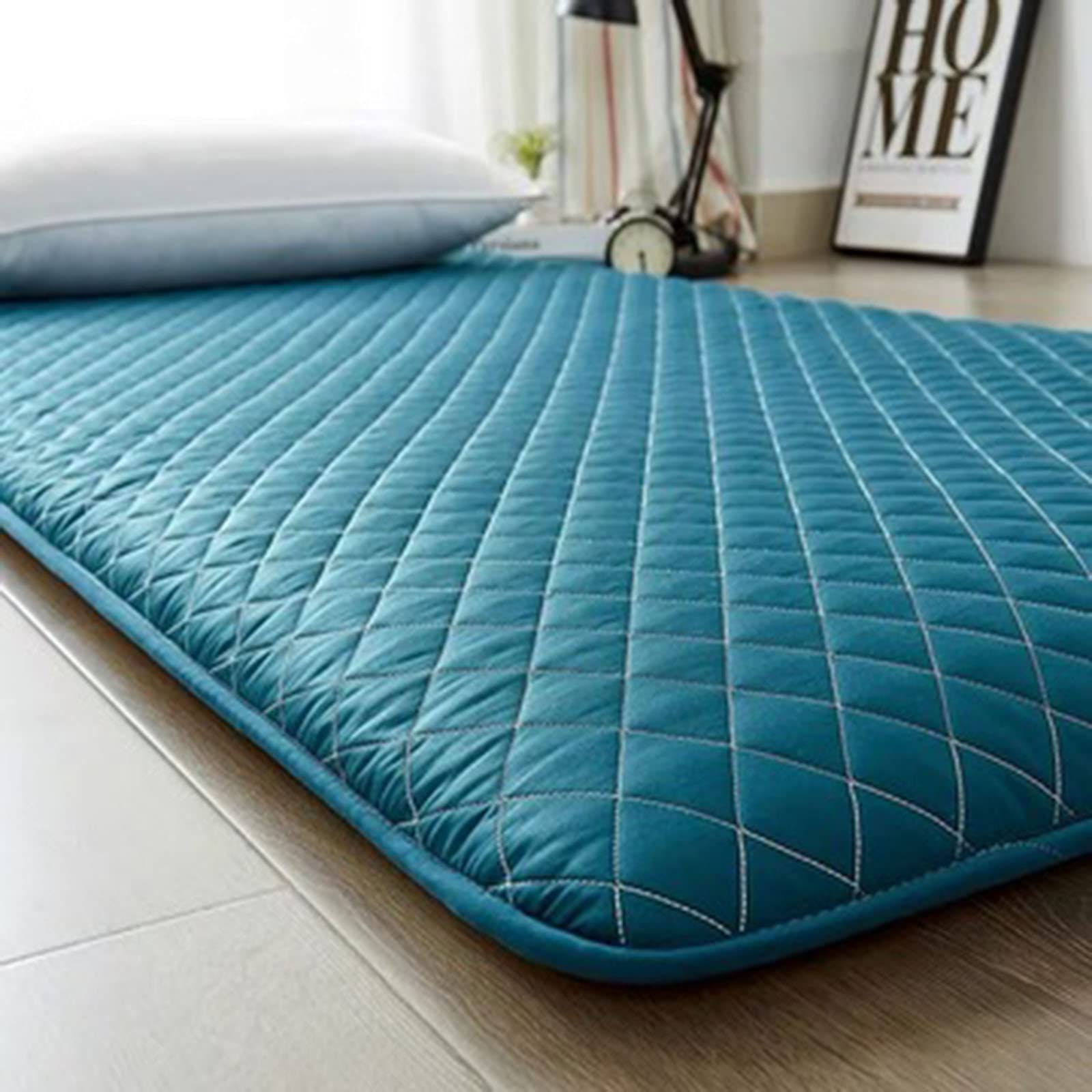 Wan-b Materassi Tatami Giapponesi Futon, da Pavimento Addensato, da Letto Portatile Morbido Divano Pieghevole Arrotolabile Doppio Materasso Singolo da Terra Malachite Green, 135x200cm