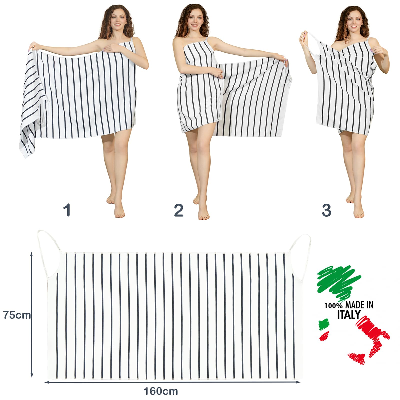 nice homeit Asciugamani Bagno Indossabile Donna – Telo da bagno – Morbido, Assorbente, Asciugatura Rapida – Certificazione OEKO-TEX – Design Italiano –75x160 cm