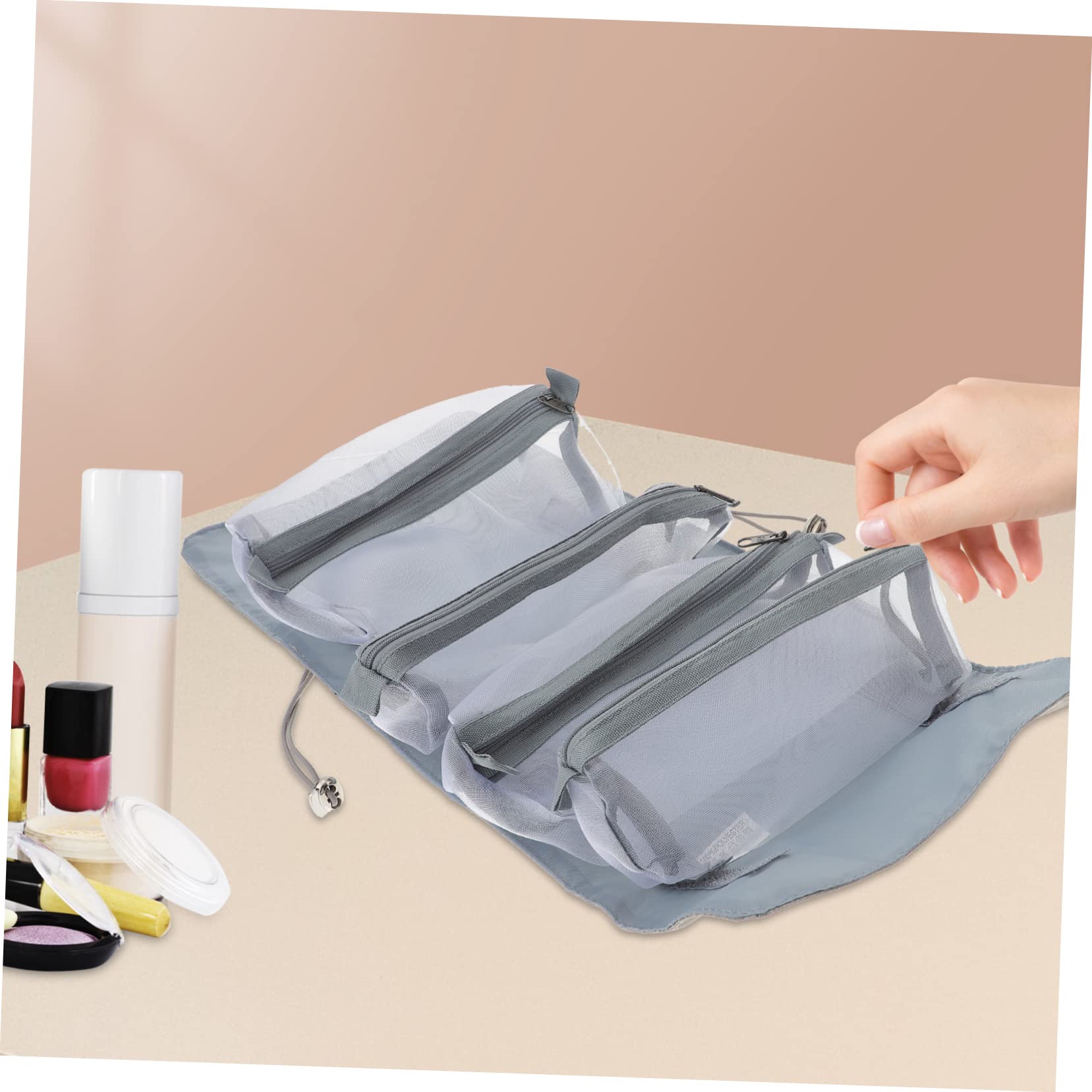 Beaupretty 2piezas Bolsa De Cosméticos Portátil y Plegable Compartimentos Neceser De Maquillaje Colgante para Viajes Gran Capacidad y Diseño Duradero