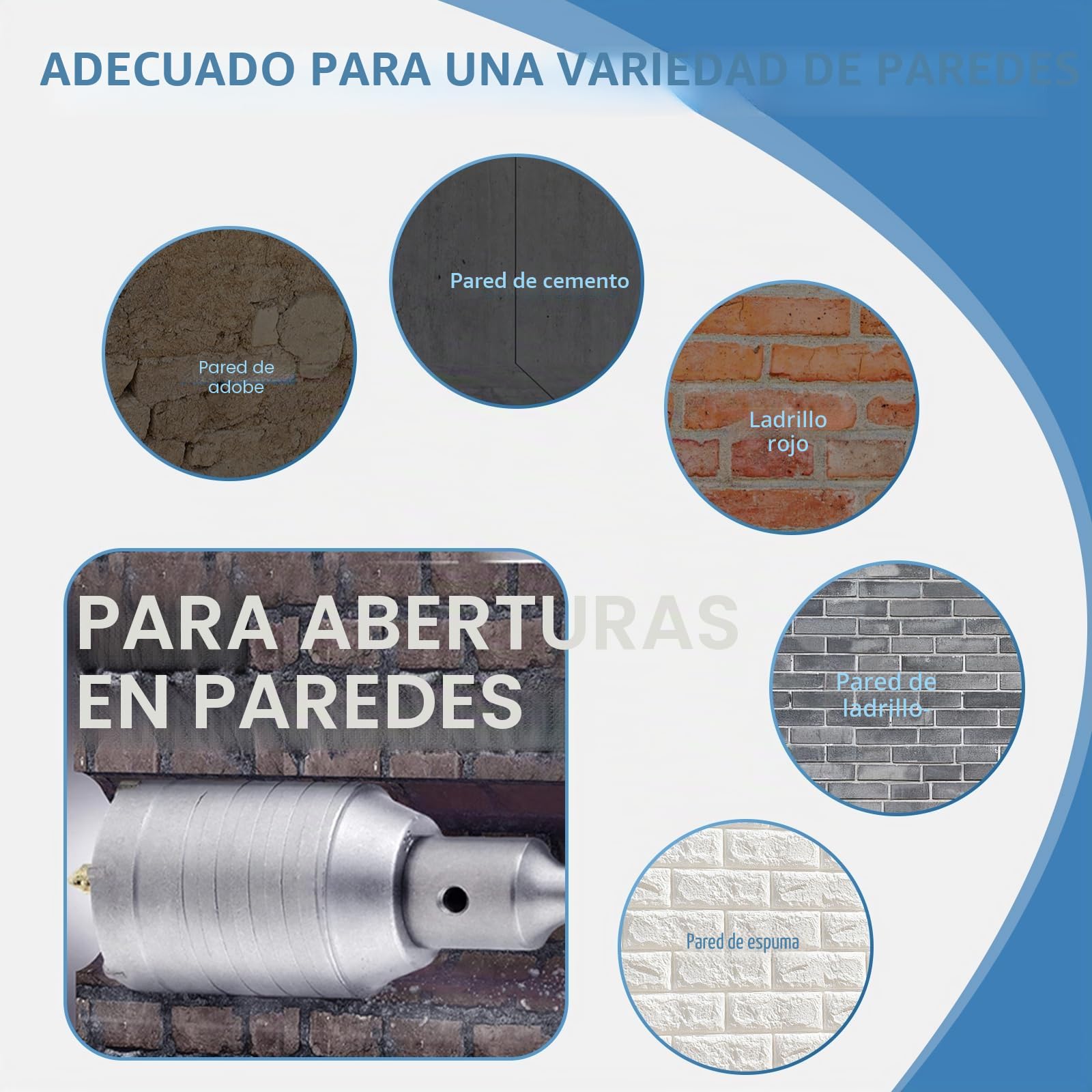 EXLECO 16 pcs Sierra Corona Set Broca para Muro de Hormigón Taladro Hueco Broca Sierra, 7 corona hormigon 30 40 50 65 80 100 110mm mit 100/300mm SDS Plus & SDS Max 6 Taladro Centrado, Brocas Hormigón