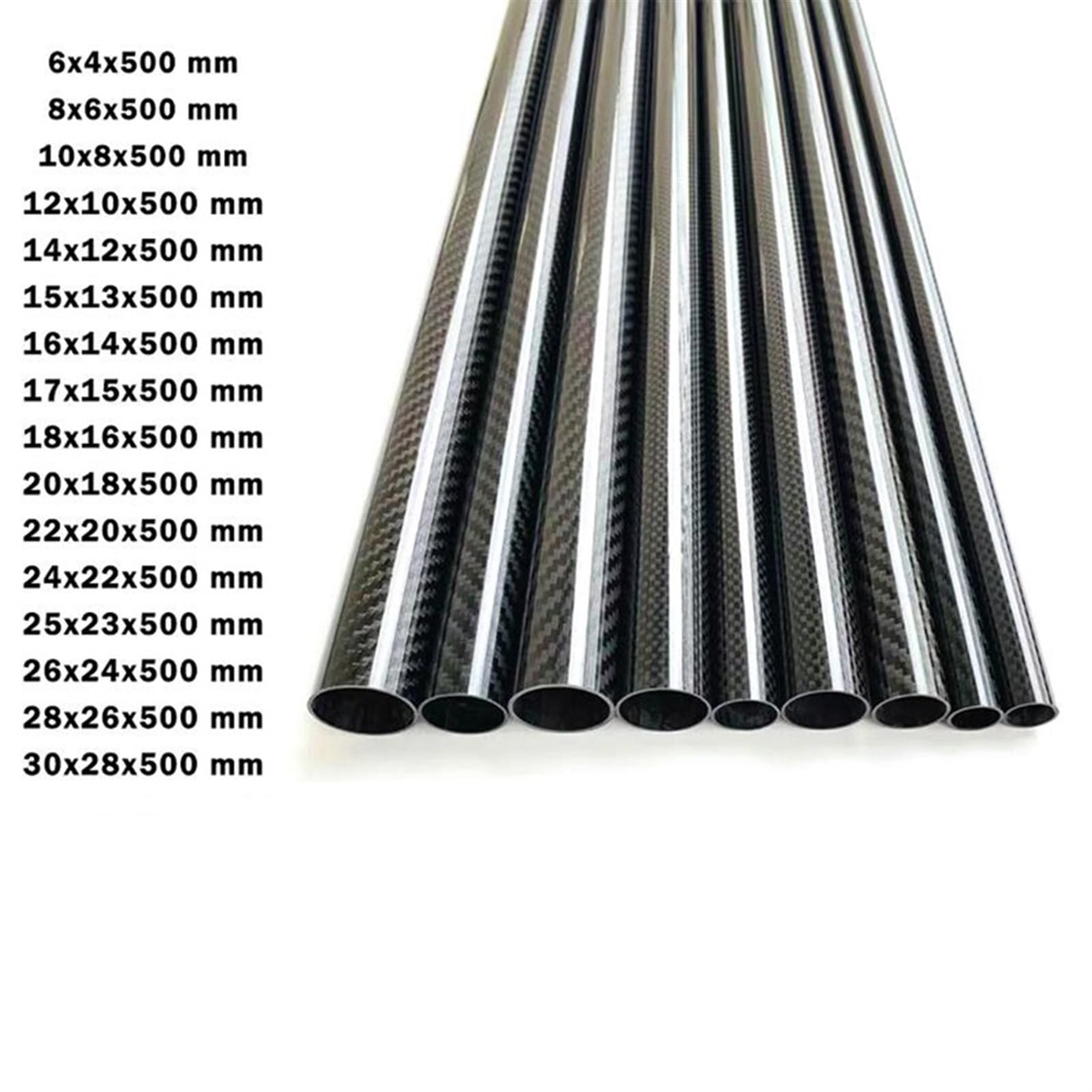 4Pcs 3K Full Carbon Fiber Tube Twill Glossy High Composite Hardness DIY Drone Accessories Length 500mm RC Airplane Accessories Carbon Fiber Square Tube(4pcs 14x12x500mm)