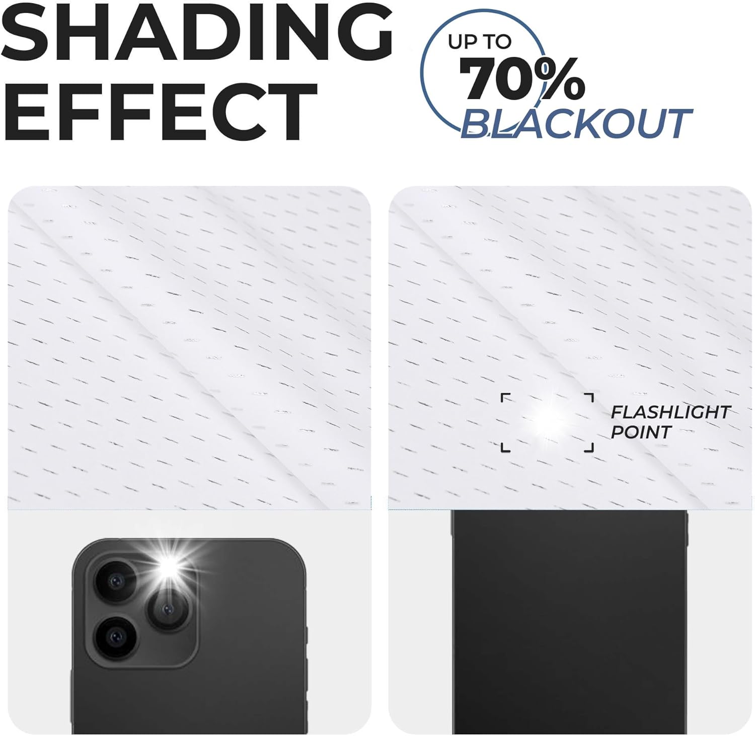 Superior Blackout Curtains, Room Darkening Window Accent for Bedroom, Living, Sun Blocking, Thermal, Modern Style, Rod Pocket Header, Shimmer Collection, Set of 2 Panels, 26" x 63", Snow White