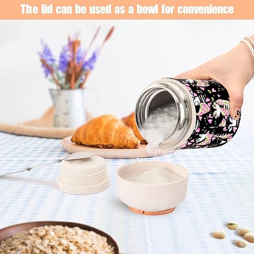 Miniatura 6 de MCHIVER Cute Cats - Tarro de comida con cuchara de acero inoxidable aislado al vacío, termo de 17 onzas para comida caliente