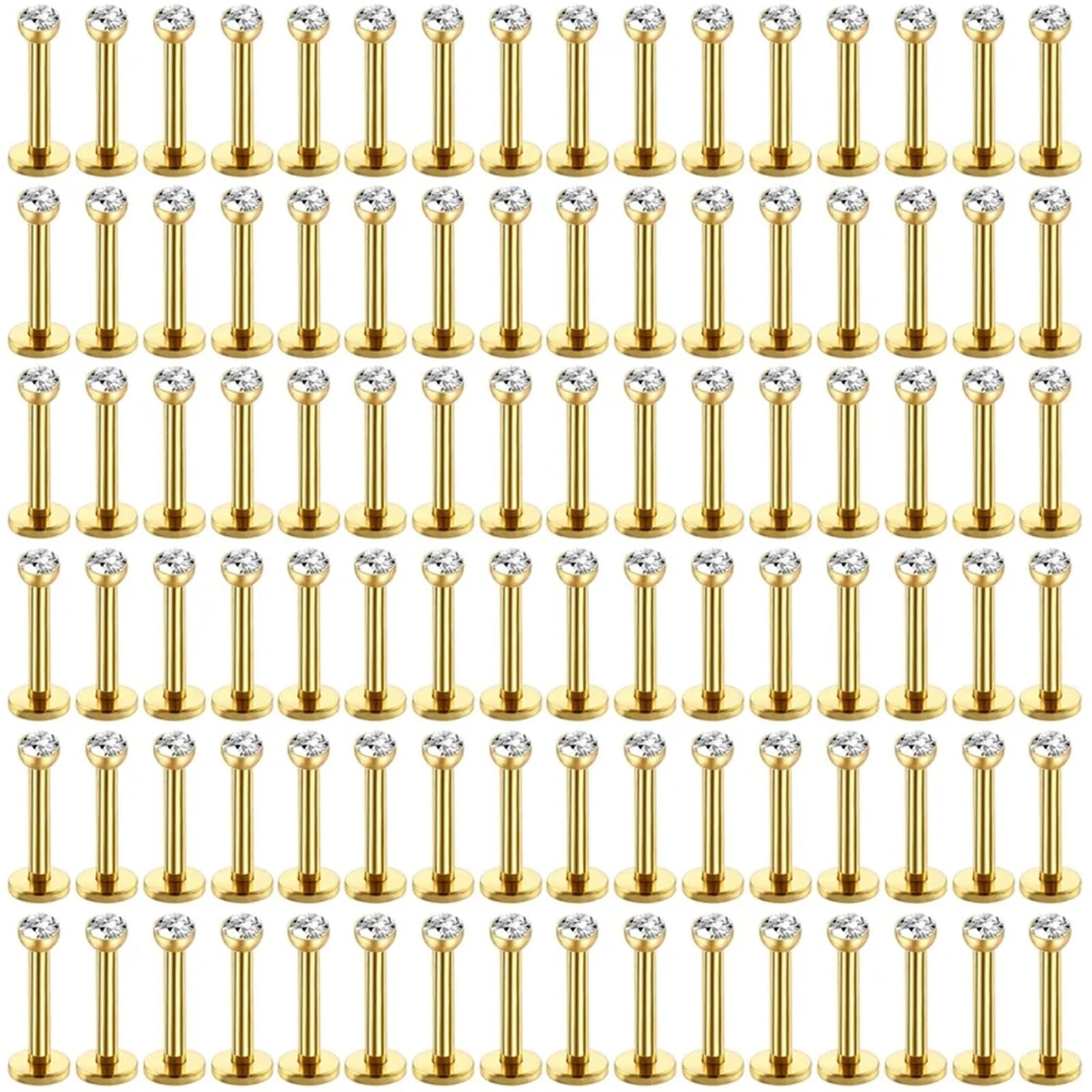 10 Uds./50 Uds. G23 Ttianium Labret oreja labio Stud joyería piedra cuadrada cartílago Tragus pendiente lengua pernos roscado joyería del cuerpo