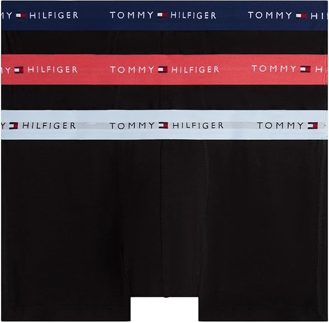 Tommy Hilfiger Calzoncillos bóxer Trunks Hombre Pack de 3 con Cintura con Logotipo