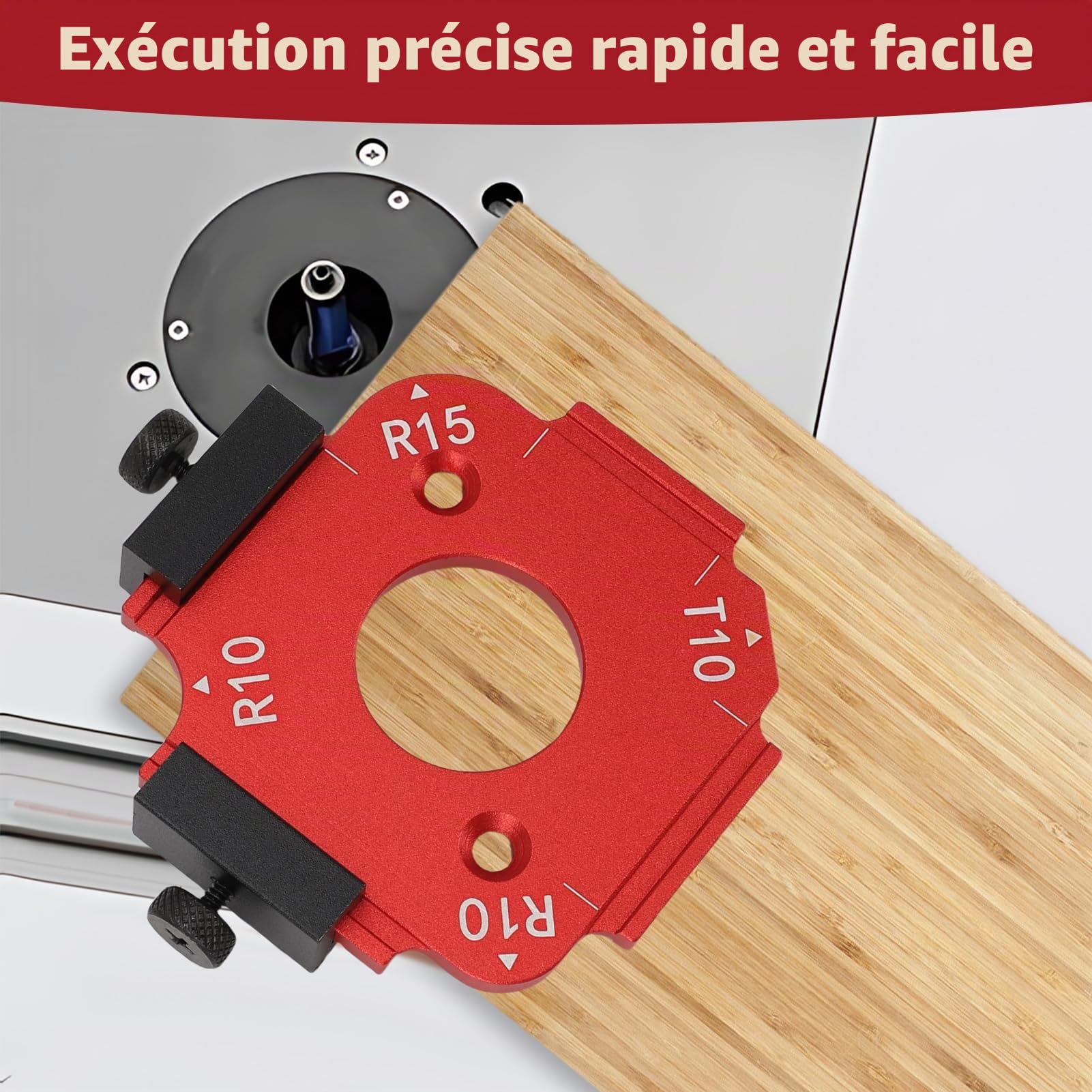 Lot de 7 Gabarit Defonceuse a Bois D'angle avec Clip Amovible en Alliage D'aluminium pour Le Travail Du Bois Outil Auxiliaire de Coupe à L'arc R10 R15 R20 R25 R30 R35 R40 R50 R60