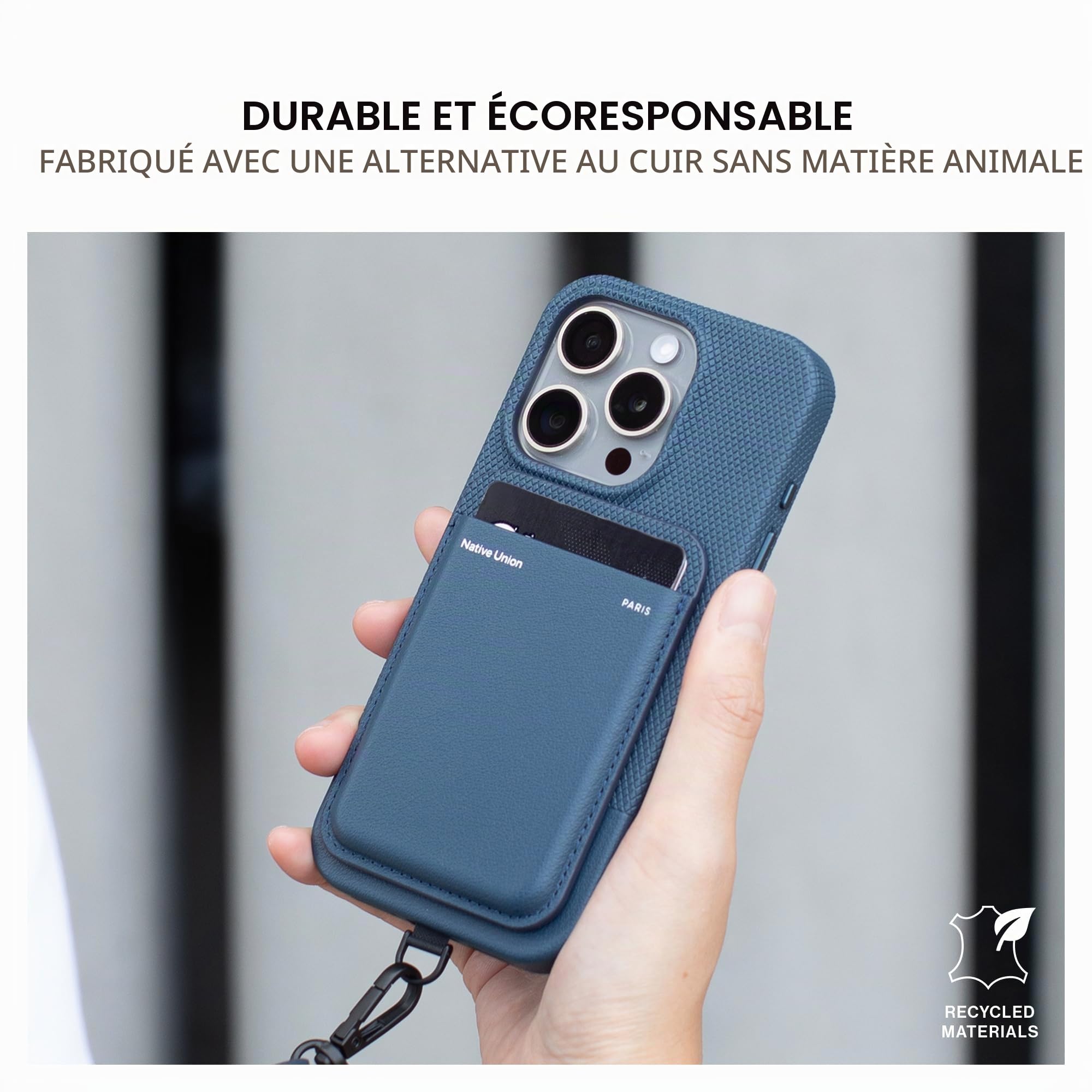 Native Union (Re Classic Wallet | Magnétique – Porte-Cartes MagSafe pour iPhone Air, 17, 16, 15 – Ultra sécurisé & Extra Fin – Stocke 3 Cartes – Matériaux durables & recyclés (Vert Ardoise)