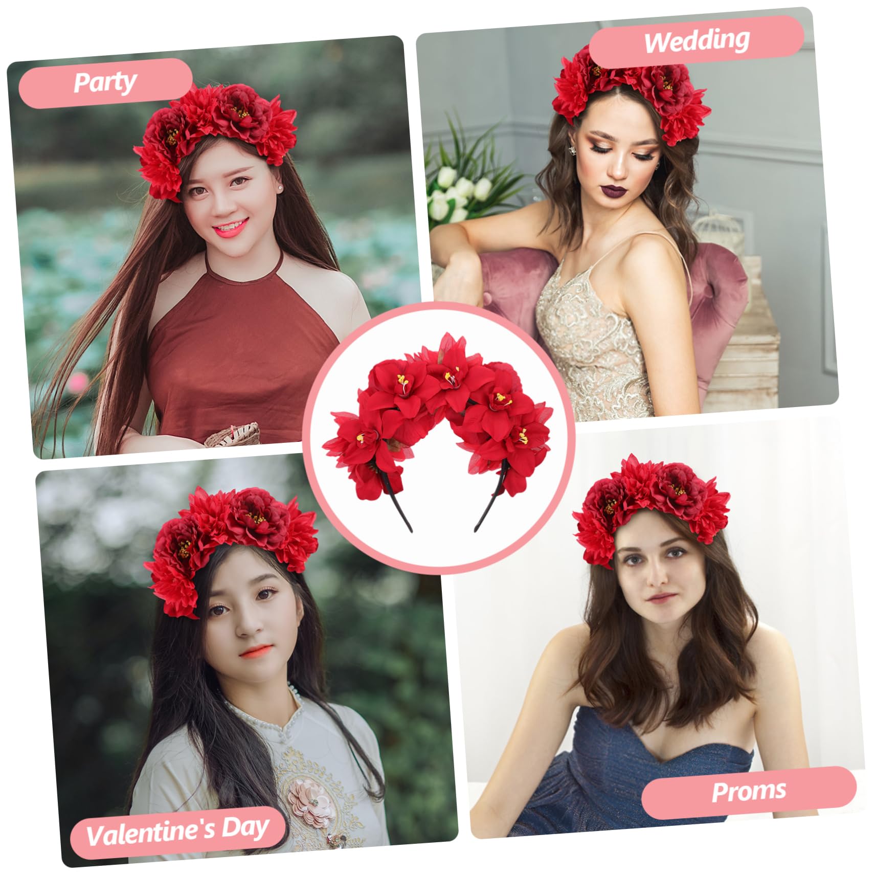 FRCOLOR Diadema De Flores De 3 Piezas Para Mujer Con Peonías Simuladas Accesorio Destacado Para Eventos.