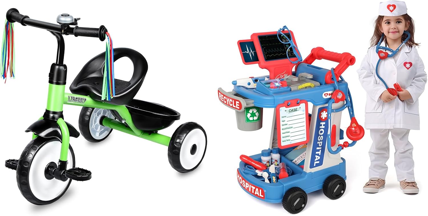 Liberry Toys for 2 3 4 5 Year Old Boys & Girls Christmas Birthday Gift Toddler Tricycle and Doctor Kit for Kids