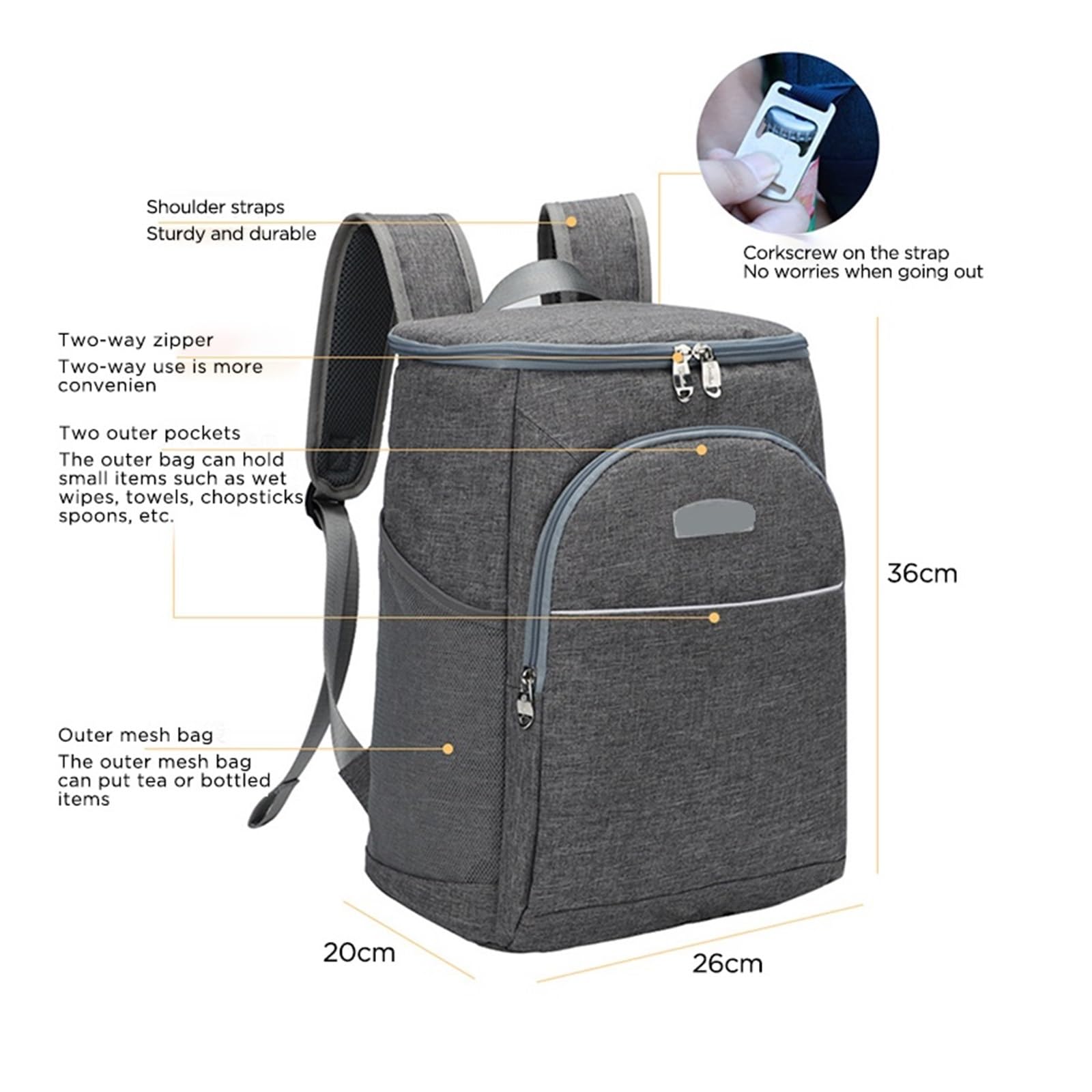Sac Isotherme Repas Sacs à déjeuner Camping en plein air boisson réfrigérateur boîte de pique-nique étanche sac isotherme thermique alimentaire Thermo dos