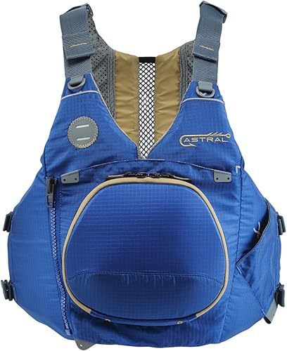Astral Chaleco salvavidas Sturgeon - Chaleco salvavidas de alta ventilación USCG tipo III PFD para adultos para pesca y turismo Azul marino,Naranja
