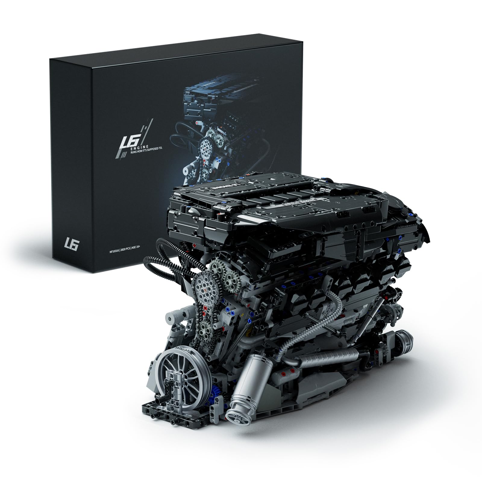 Nifeliz Maqueta de Motor L6 para Adultos, Tecnología Motor Kit de Construcción, Regalo Coleccionable para Hombres y Mujeres (2,820 Piezas, NF10316) | Modelo avanzado de motor de coleccionista, juguete educativo de ciencia física para adultos, exhibición e