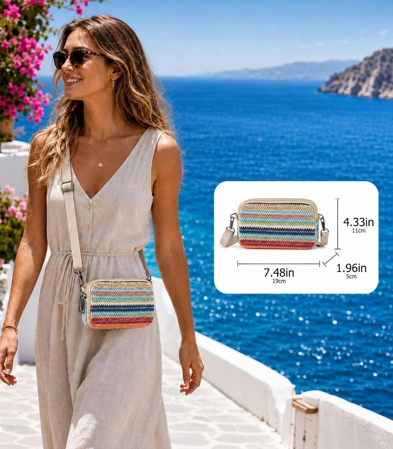 Small Wristlet Wallet for Women, 3-Zip Crossbody Phone Purse