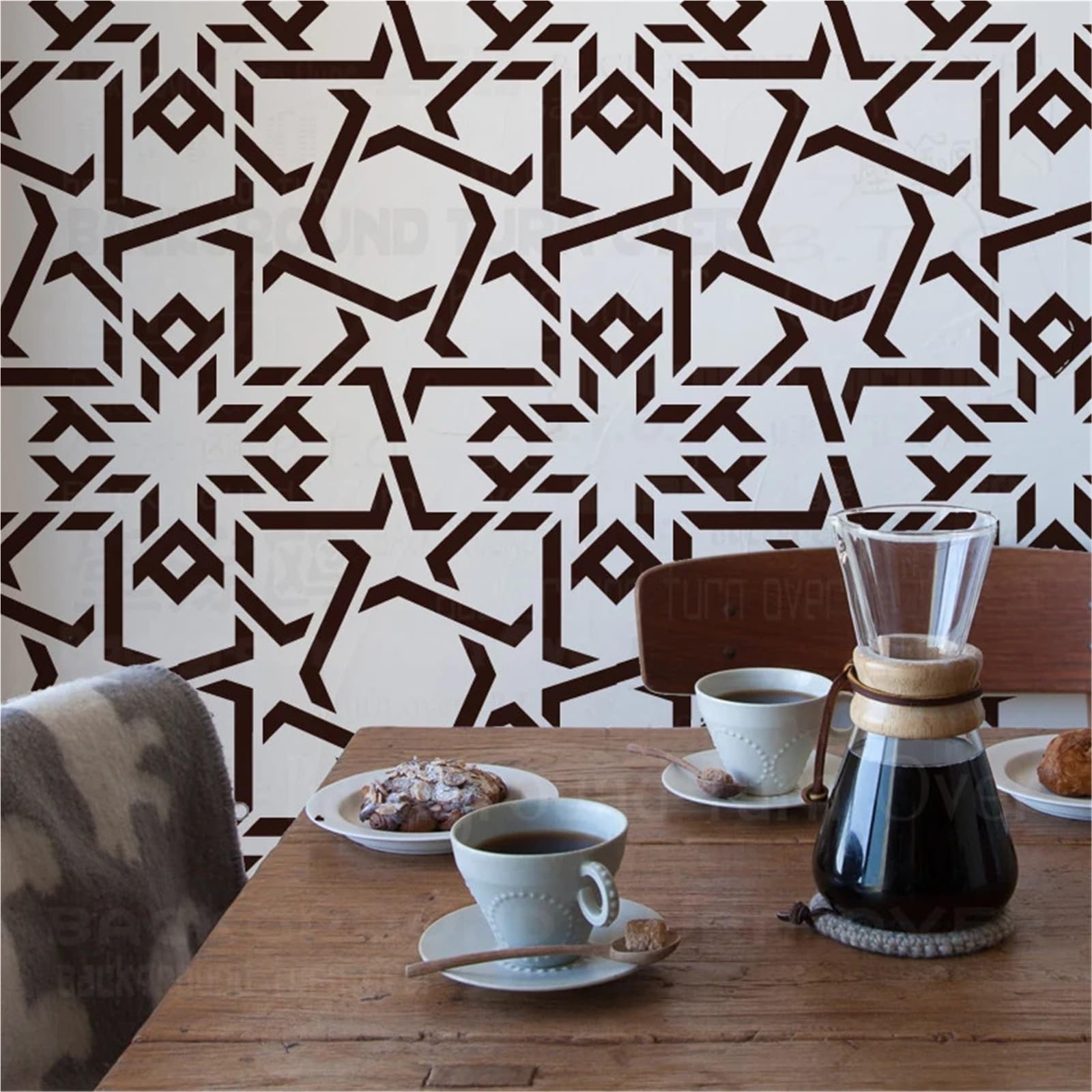 Stencils muraux pour peinture Pochoir 40 cm 60 for décoration murale, grande peinture, sur niche, modèle de serrure, carrelage, maison, fleur, damassé(M 40cmX40cm - A)