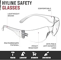 Vista 2 de SAFE HANDLER Hyline - Lentes de seguridad ANSI Z87.1, resistentes a los impactos, lentes de policarbonato irrompibles, antiarañazos