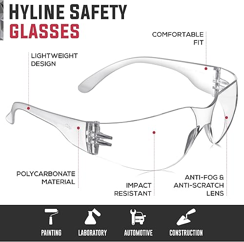 Miniatura 2 de SAFE HANDLER Hyline - Lentes de seguridad ANSI Z87.1, resistentes a los impactos, lentes de policarbonato irrompibles, antiarañazos