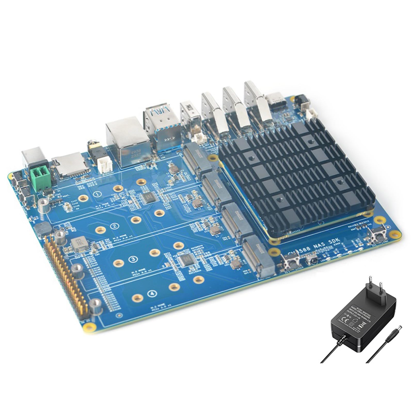 youyeetoo CM3588 Plus Mini NAS Platform, hasta 8K Video, RK3588, OpenMediaVault Fit, 32GB LPDDR5, 4 x M.2 PCIe 3.0 Sockets, soluciones NAS, servidor doméstico, almacenamiento en la nube local (16G +