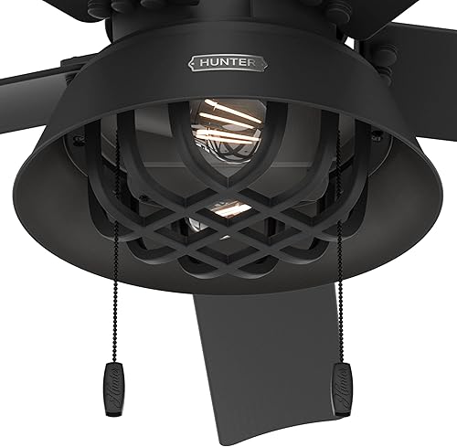 Miniatura 4 de Hunter Ventilador de techo casual de 52 pulgadas para interiores y exteriores, color negro mate, con kit de luz LED y cadena de tracción (renovado)
