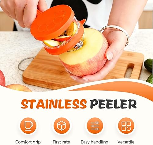 Miniatura 6 de Pelador de frutas especial de cocina 2026 con caja de almacenamiento, pelador de verduras mejorado con pelador colector con cubo de almacenamiento,