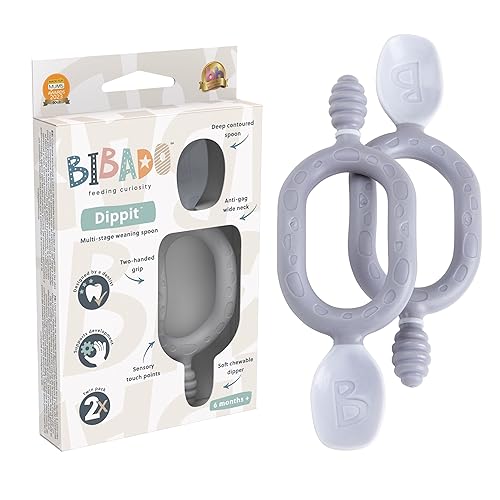 Bibado - Dippit Baby Spoon and Dipper, Mist (2-Pack) -
