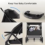 Mompush Lithe V2 Poussette légère + Plateau à collations, Pliage ultra-compact et prête pour les voyages en avion, Siège inclinable presque à plat, Porte-gobelet, Housse de pluie et sac de voyage inclus