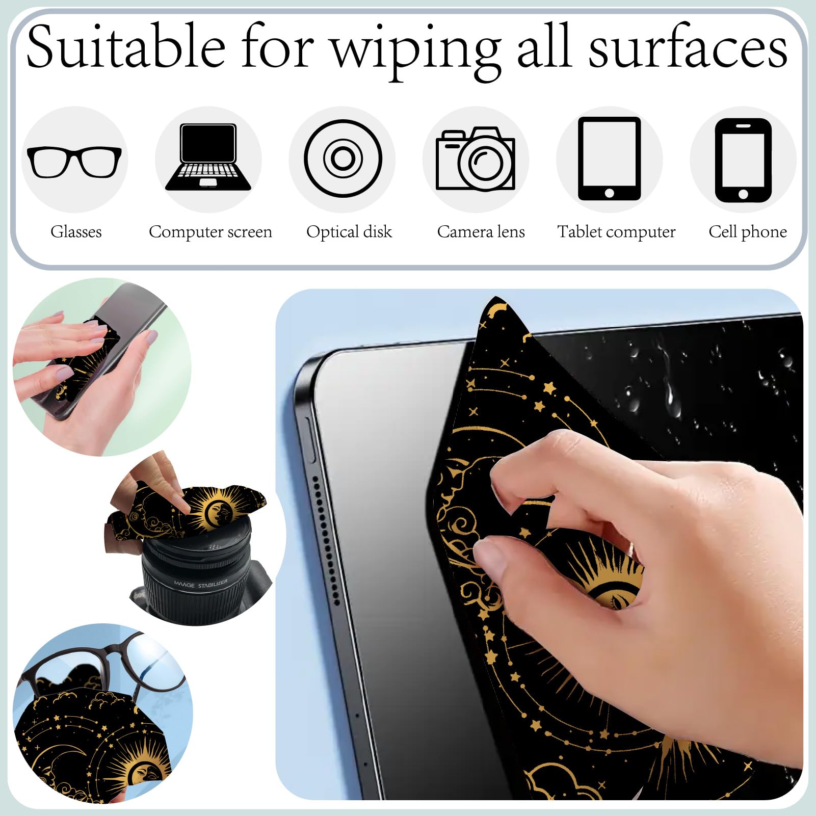 Paños De Microfibra Para Limpiar - 5 Extra Grandes Los Paños De Colores Adecuados Para La Limpieza De Lentes,Gafas, Camaras, IPad, IPhone, Tabletas, Cell Phones, LCD Pantallas, Cubiertos