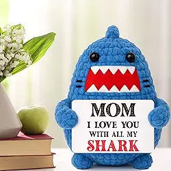 Presentes para mãe Natal aniversário de filha filho esposa eu te amo novo bônus madrasta mini positivo animais de crochê tubarão mulheres meias de natal decoração de escritório ideia de presente