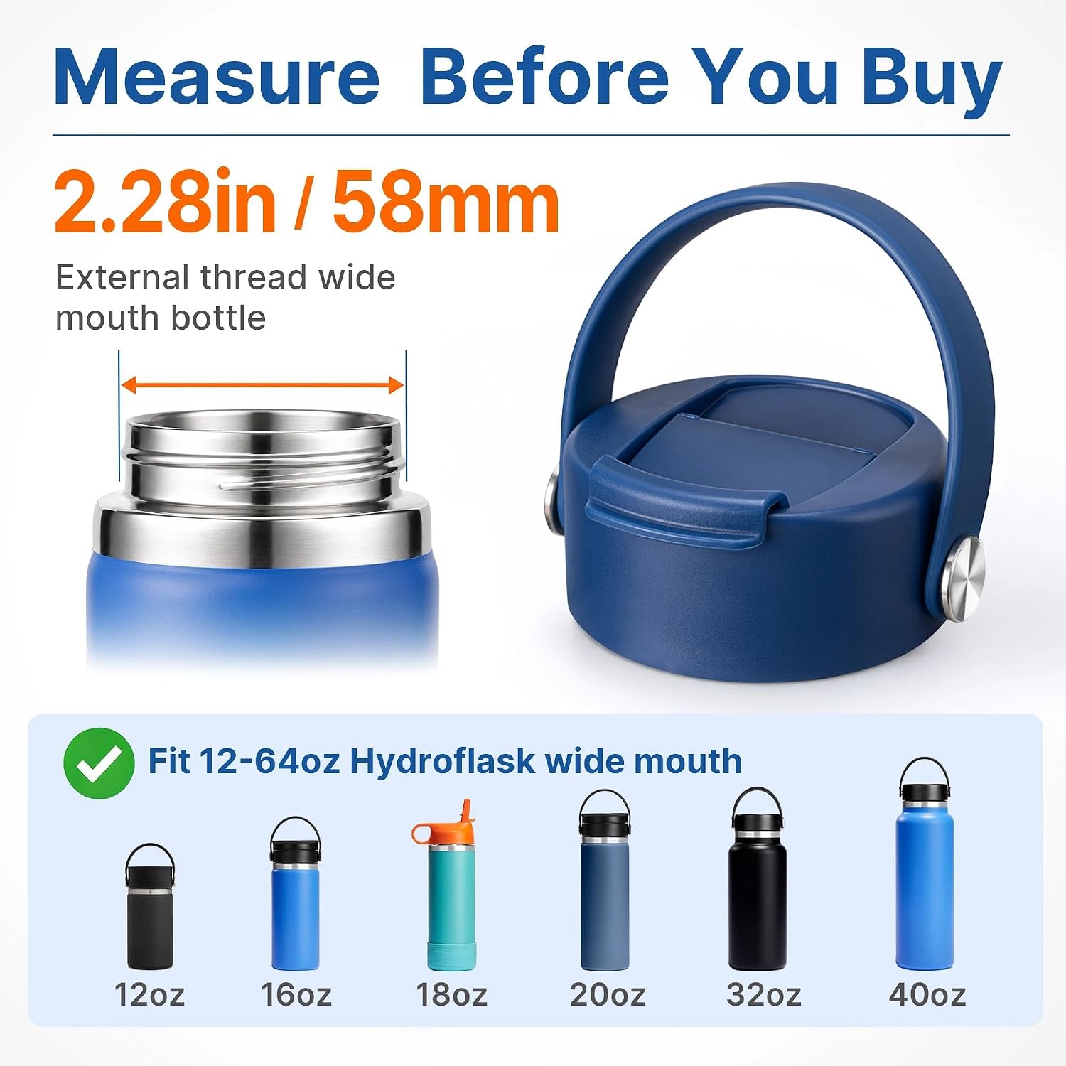 Flip Lid with Handle for Hydro Flask 12 16 20 32 40 64 oz Wide Mouth Bottle image 5