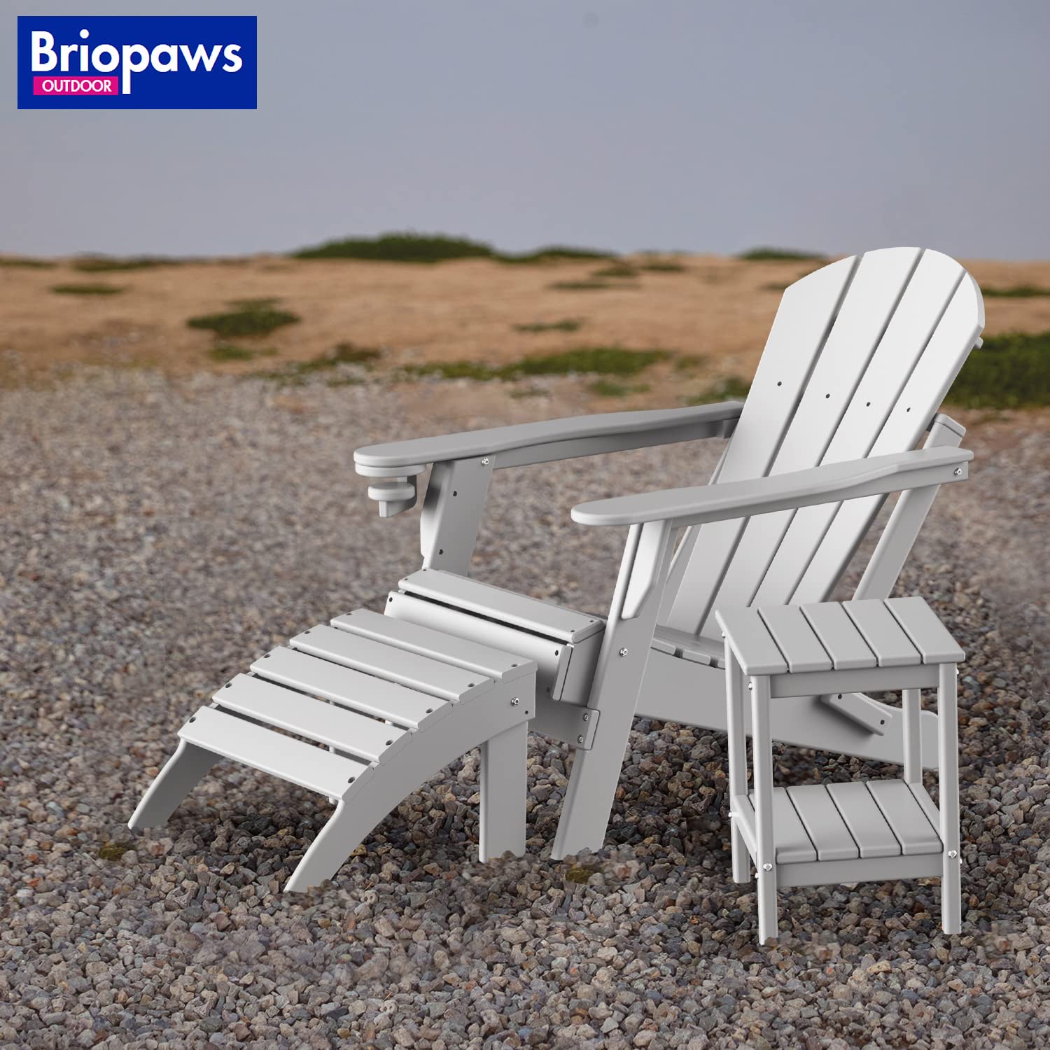 Briopaws Adirondack - Mesa Auxiliar De Polietileno De Alta . Color Gris, image size:1500x1500