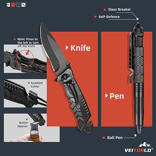 Miniatura 2 de VEITORLD Regalos para hombres, papá, marido, él, día del padre, equipo y equipo de supervivencia 12 en 1, kits de supervivencia, geniales y únicos