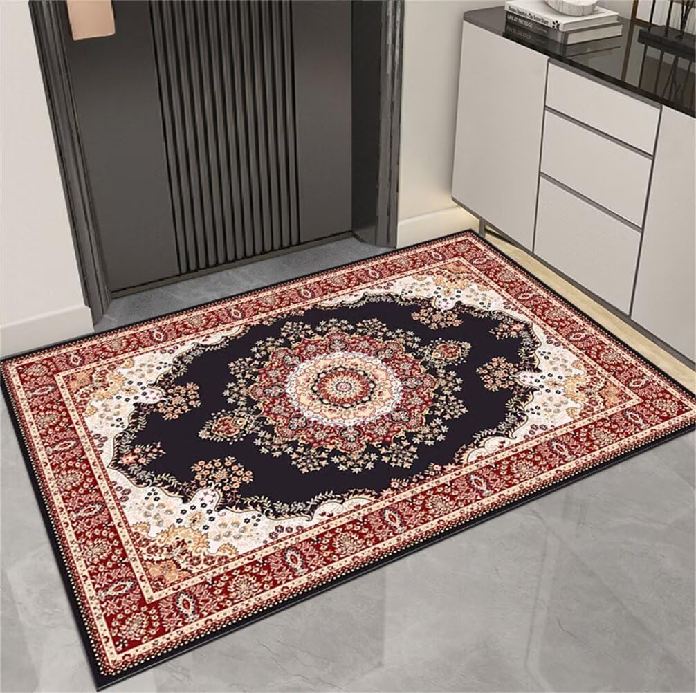 Tapis de salon confortable et durable rouge 120x120cm anti-usure enfant