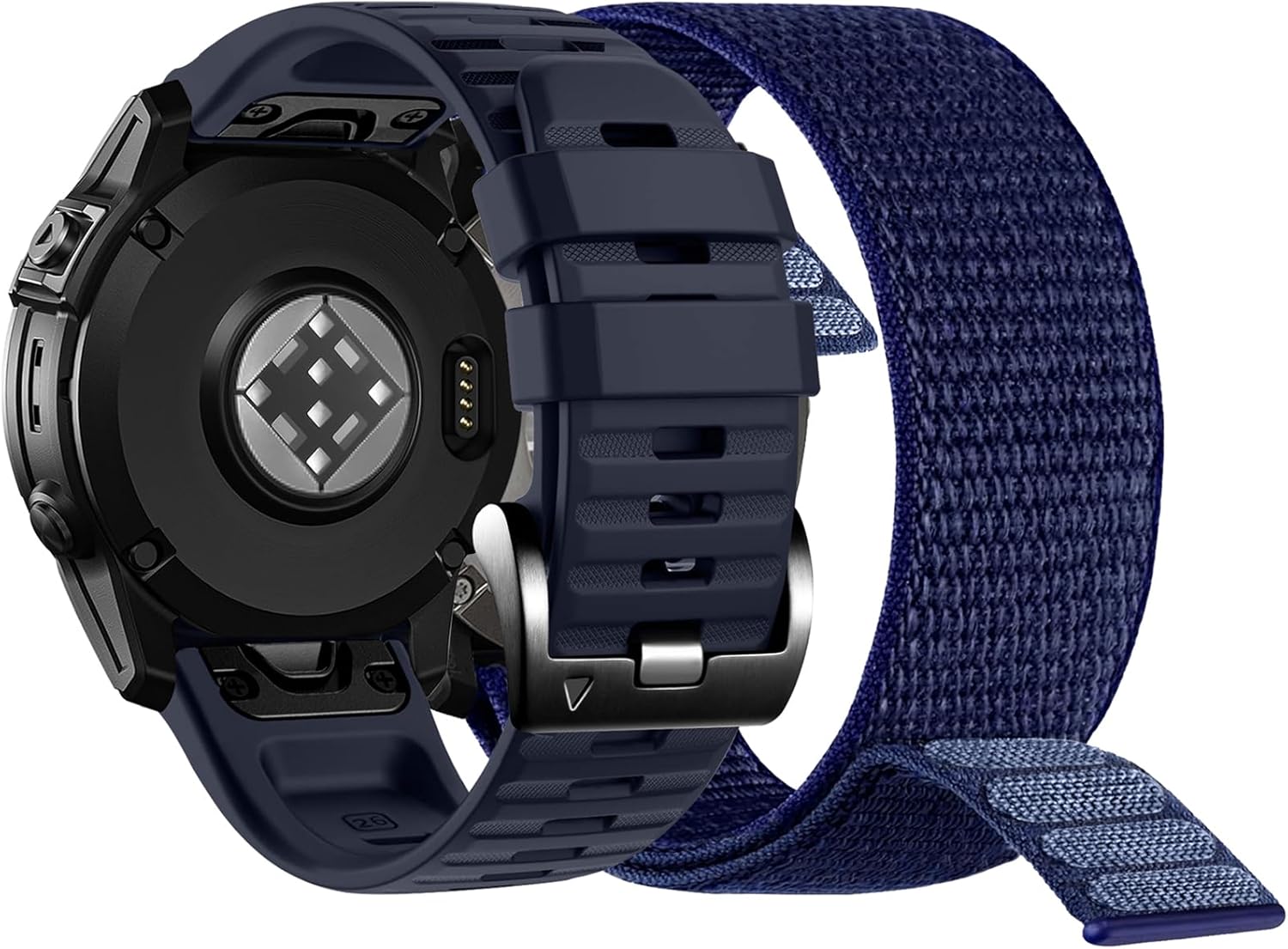 Quickfit Nylon Silicone 26mm Band for Garmin Fenix 8 51mm/epix Pro 51mm/Fenix 7X/Fenix 6X/Fenix 5X/Instinct 2X/Enduro 2/3, Soft Silicone Hook Loop Watch Band for Fenix 5X Plus/Fenix 3/HR/Descent MK2i