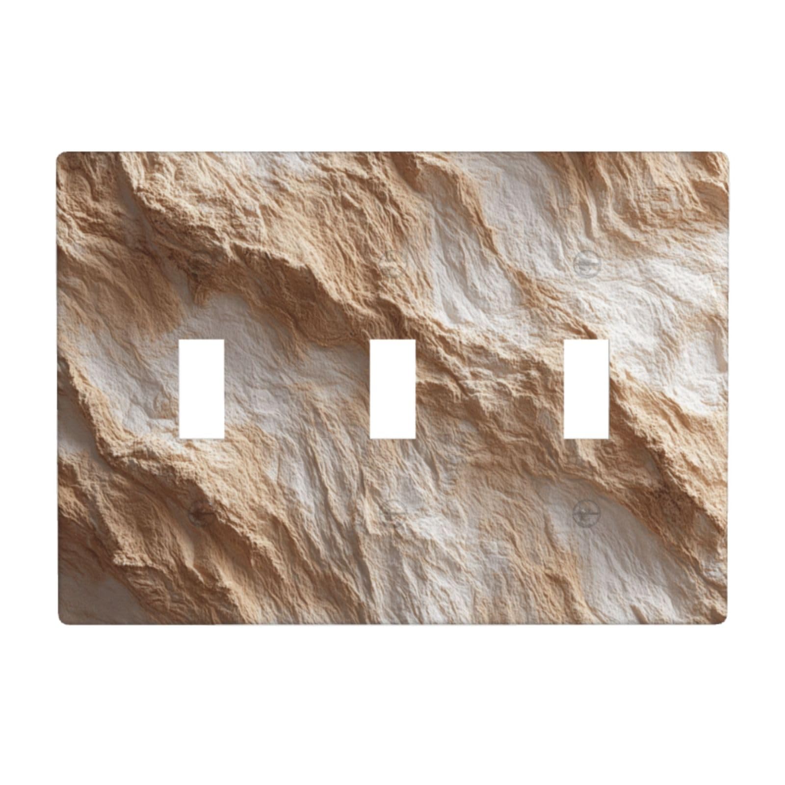 Beige Wall Texture Light Switch Covers 3 Gang Triple Toggle Wall Plate Switchplate Electrical Faceplate for Bathroom Kitchen Bedroom Decor