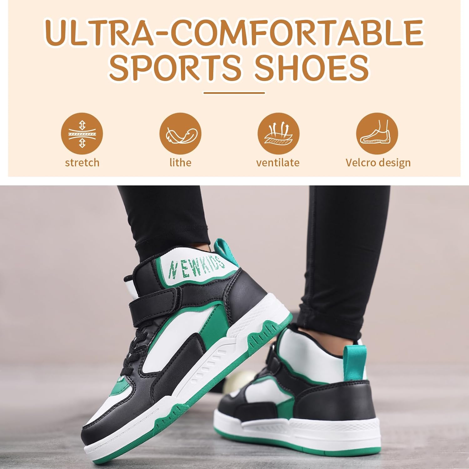 Kids Sneakers for Boys Girls High Top Skate Shoes Unisex-Child Casual Walking Shoes Lightweight Breathable Non-Slip Athletic Shoes - Image 7