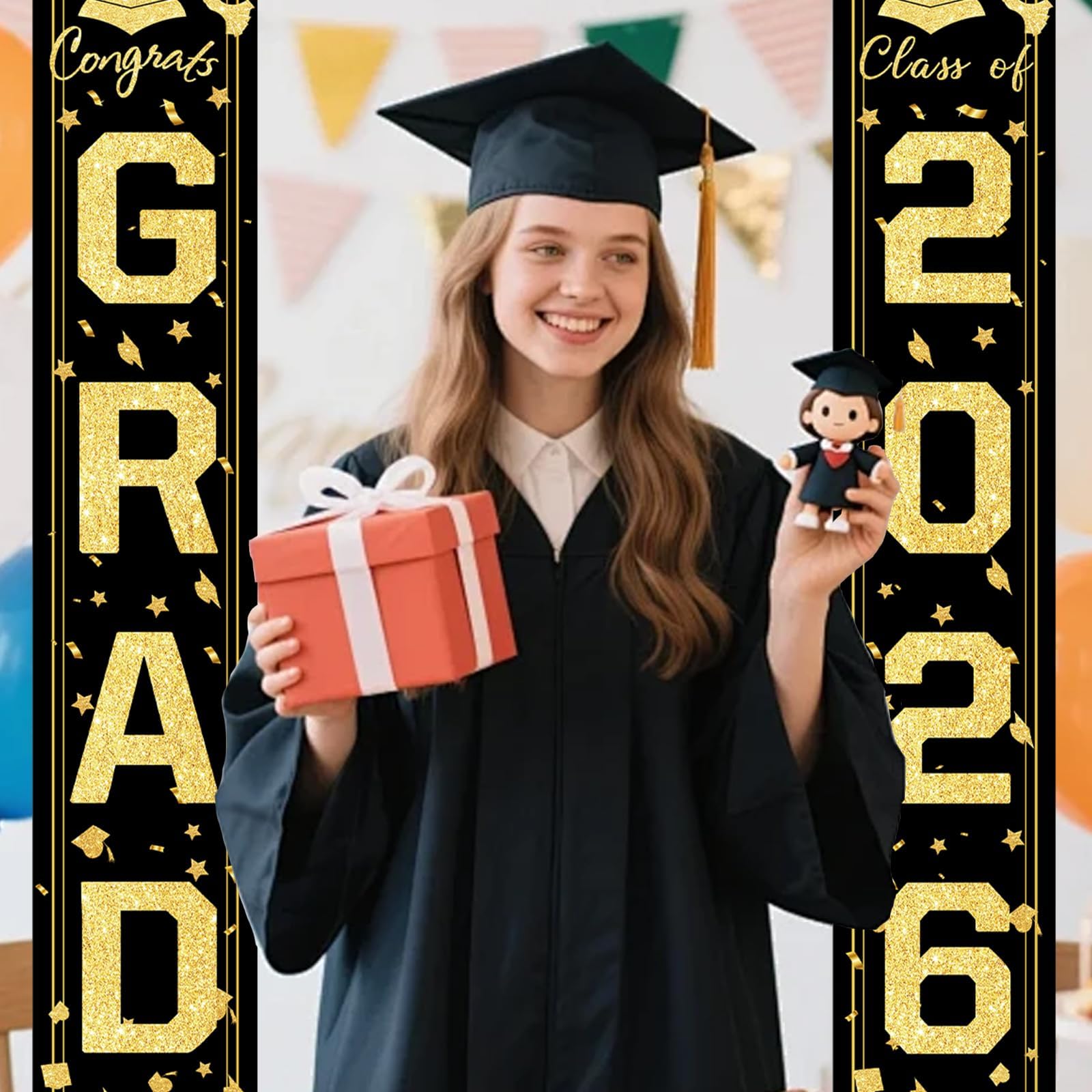 Striscione di laurea classe 2026 decorazioni per porta congratulazioni festa