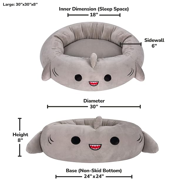 Foto 3 de 4 de Squishmallows Cama Oficial para Mascotas Gordon Shark de 30 Pulgadas
