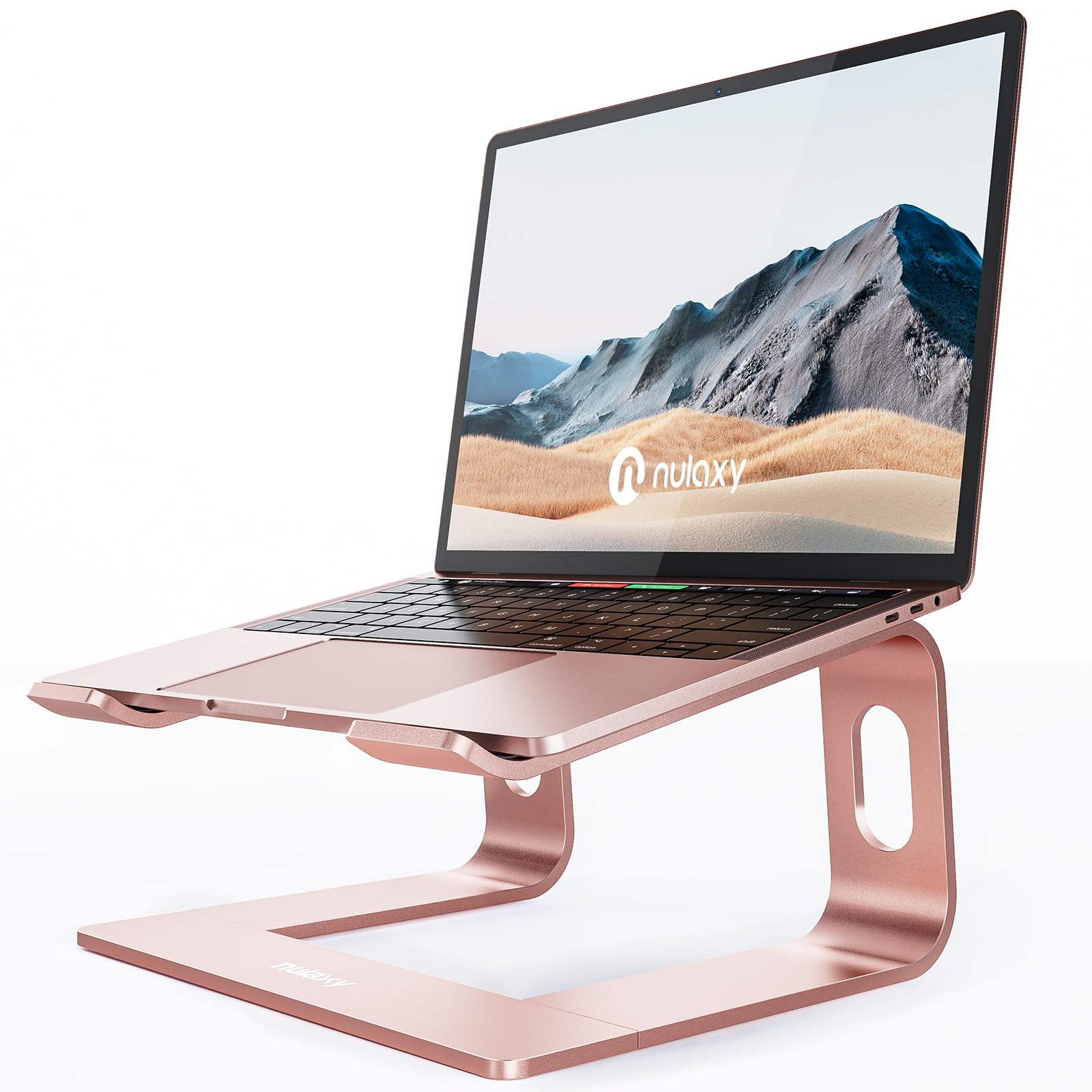 Nulaxy Ergonomic Aluminum Laptop Stand, Detachable Riser Compatible With MacBook Air Pro, Dell XPS, HP, Lenovo More 10-15.6" Laptops (D-Rose Gold)