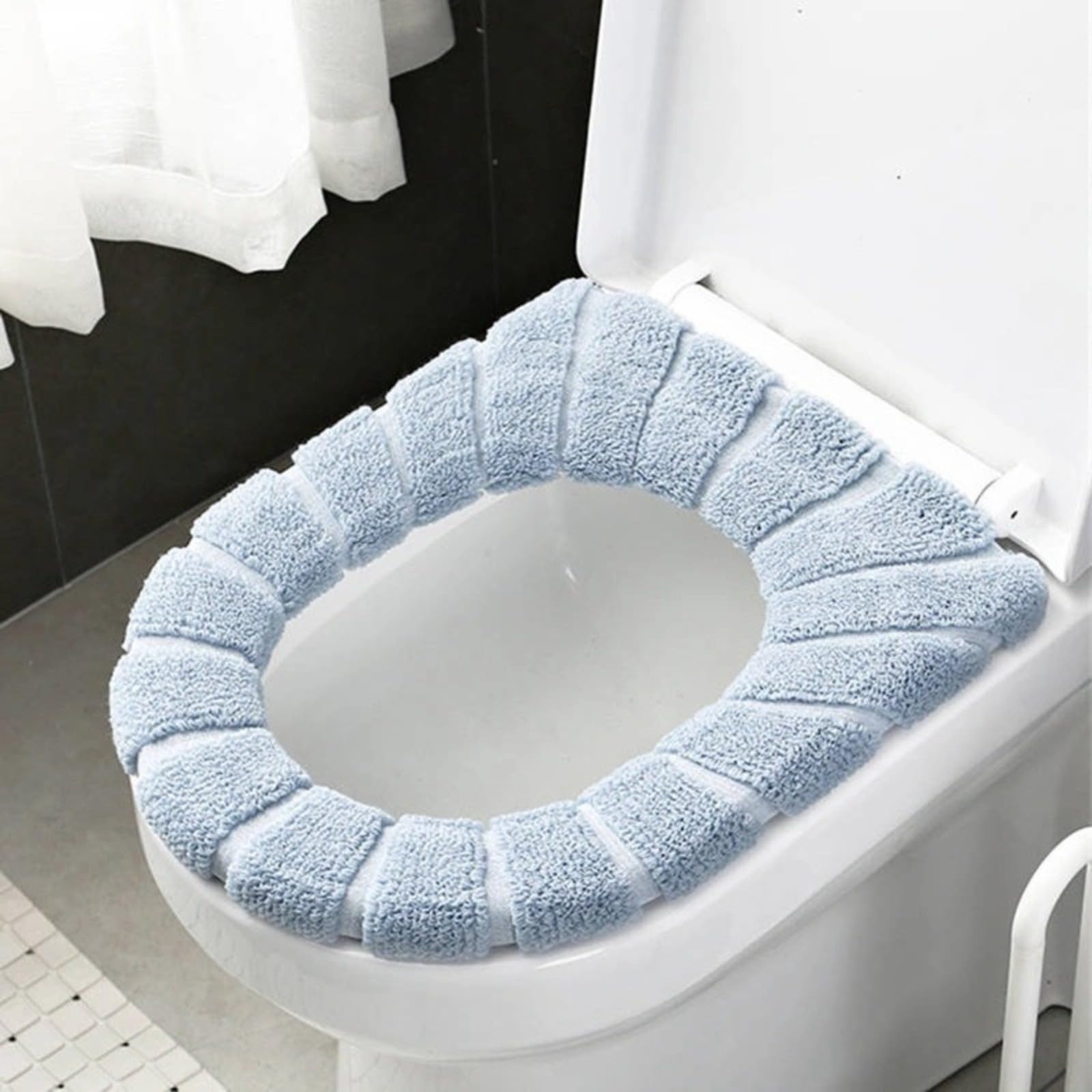 Yqvavzjsl Blue Toilet Seat Cushion, Household Thick Plush Toilet Cover