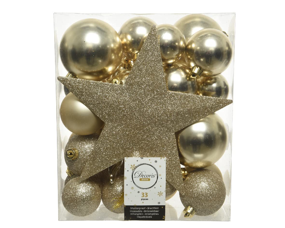 Krebs & Sohn Lot De 12 Boules En Verre - Décoration De Sapin De Noël à Suspendre - Assortiment De Boules De Noël - Or Ivoire