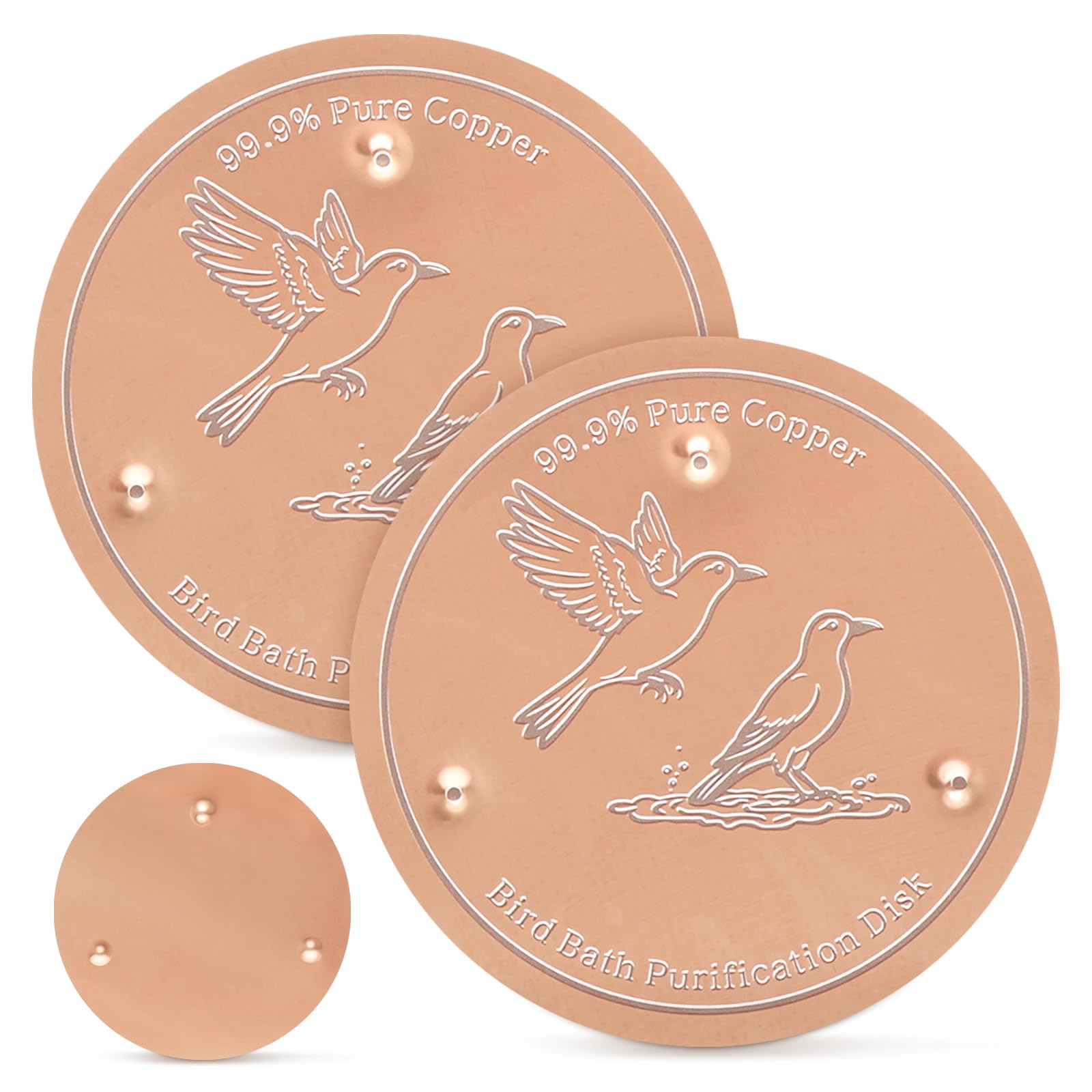 GWCYMYD 2 PCS Bird Bath Copper Disk, 10 cm Pure Metal Water Purifier Disc, Natural Algae Control Fountain Cleaner for Outdoor Garden Wildlife (Style 5)