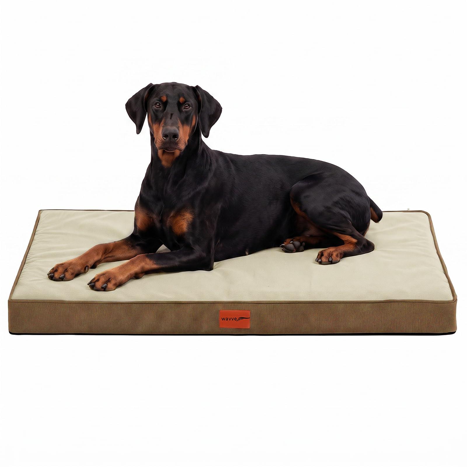 WAVVE Cuccia Cane Interno Taglia grande 120x81x10 cm Marrone | Materassino ortopedico in schiuma a nido d’uovo, sfoderabile e lavabile, fodera interna impermeabile, fondo antiscivolo