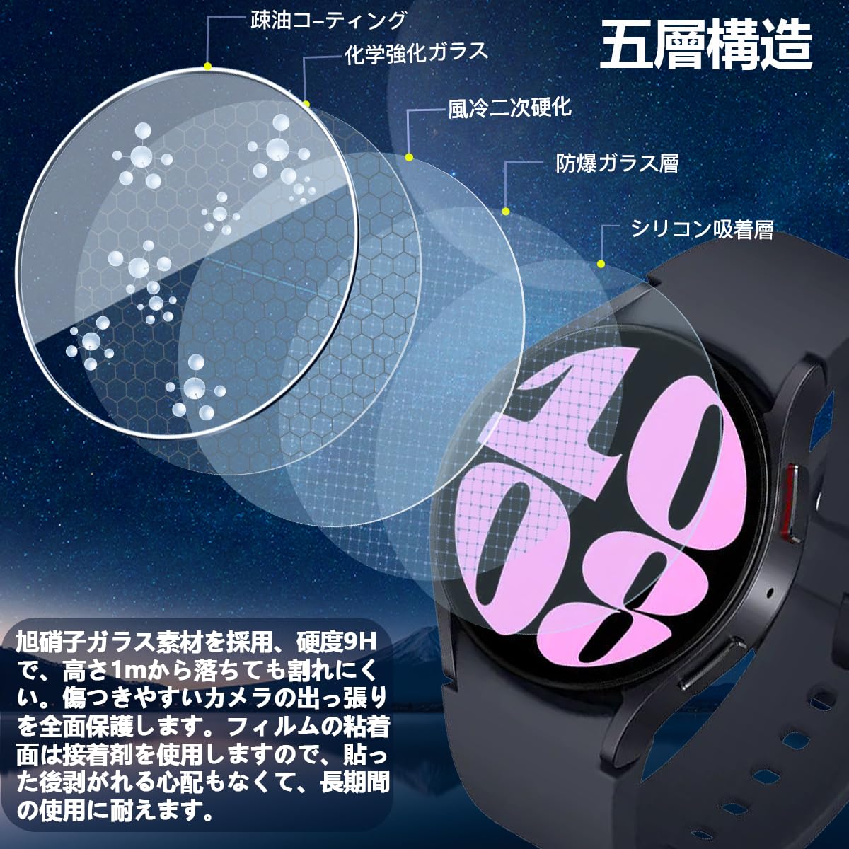 Amazon.co.jp: 対応 Galaxy Watch 6 40mm ガラスフィルム 3枚セット 