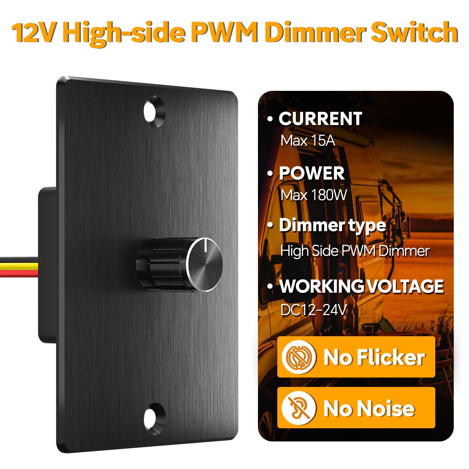 12V LED Dimmer PWM 5A - Drehknopf Für Wohnmobil, Boot & Heimgebrauch