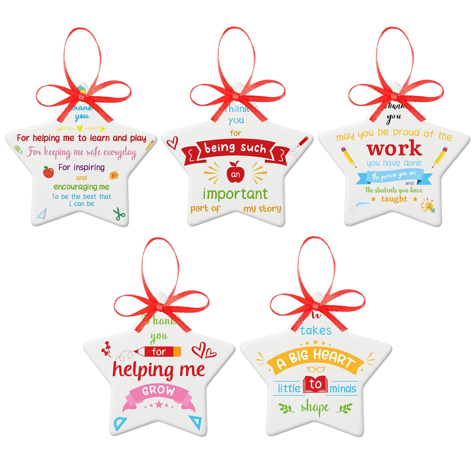 Sunwuun 5 Pieces Star Thank You Teacher Gift,Thank You for Teacher Gifts,Teacher Gifts,Acrylic Gifts Ideas for Teacher,Appreciation Graduation Presents,Appreciation from Student,Office Desk Decor