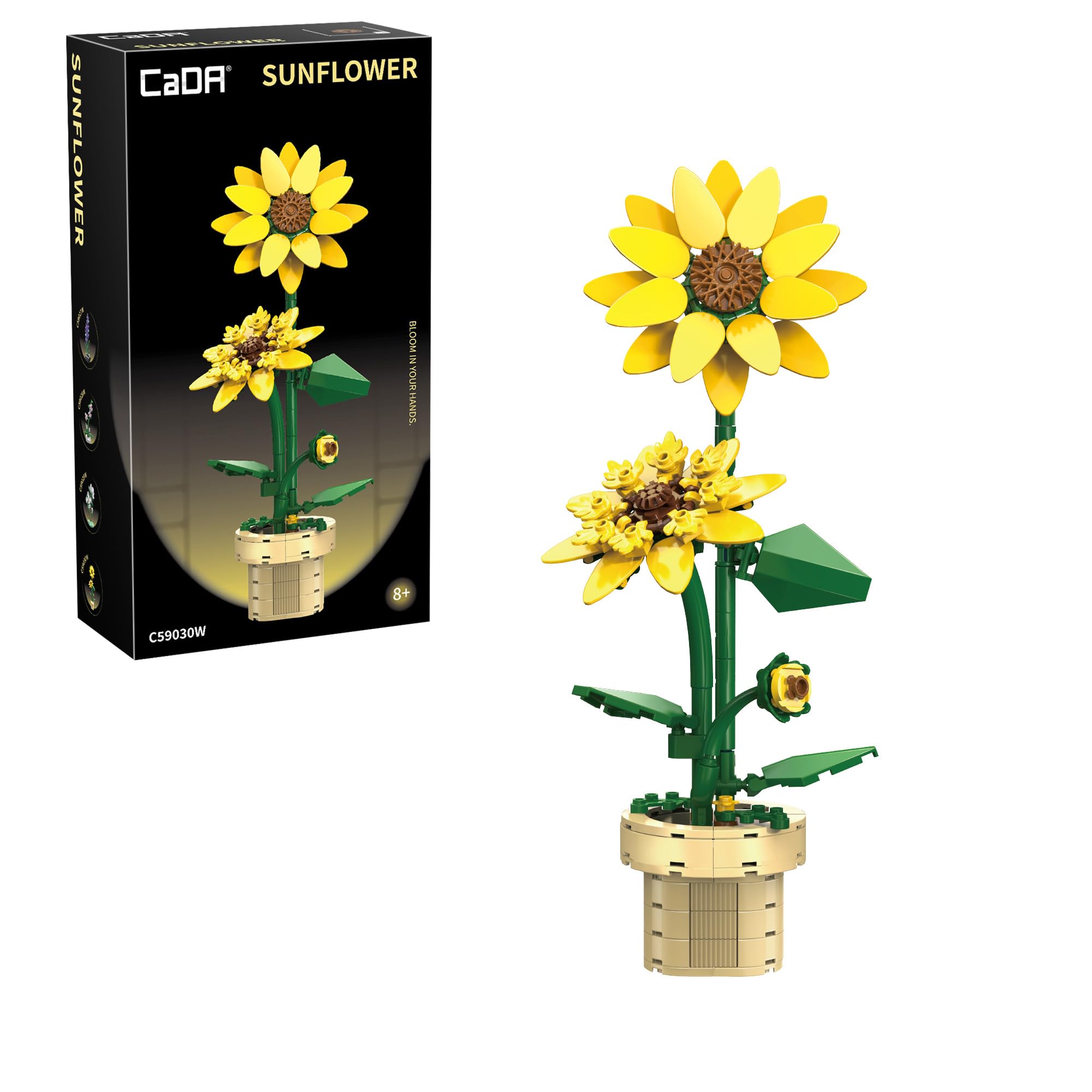 CaDA Sunflower Flower Pot - 187 Pieces - Self-Build Brick Building Block Model C59030W