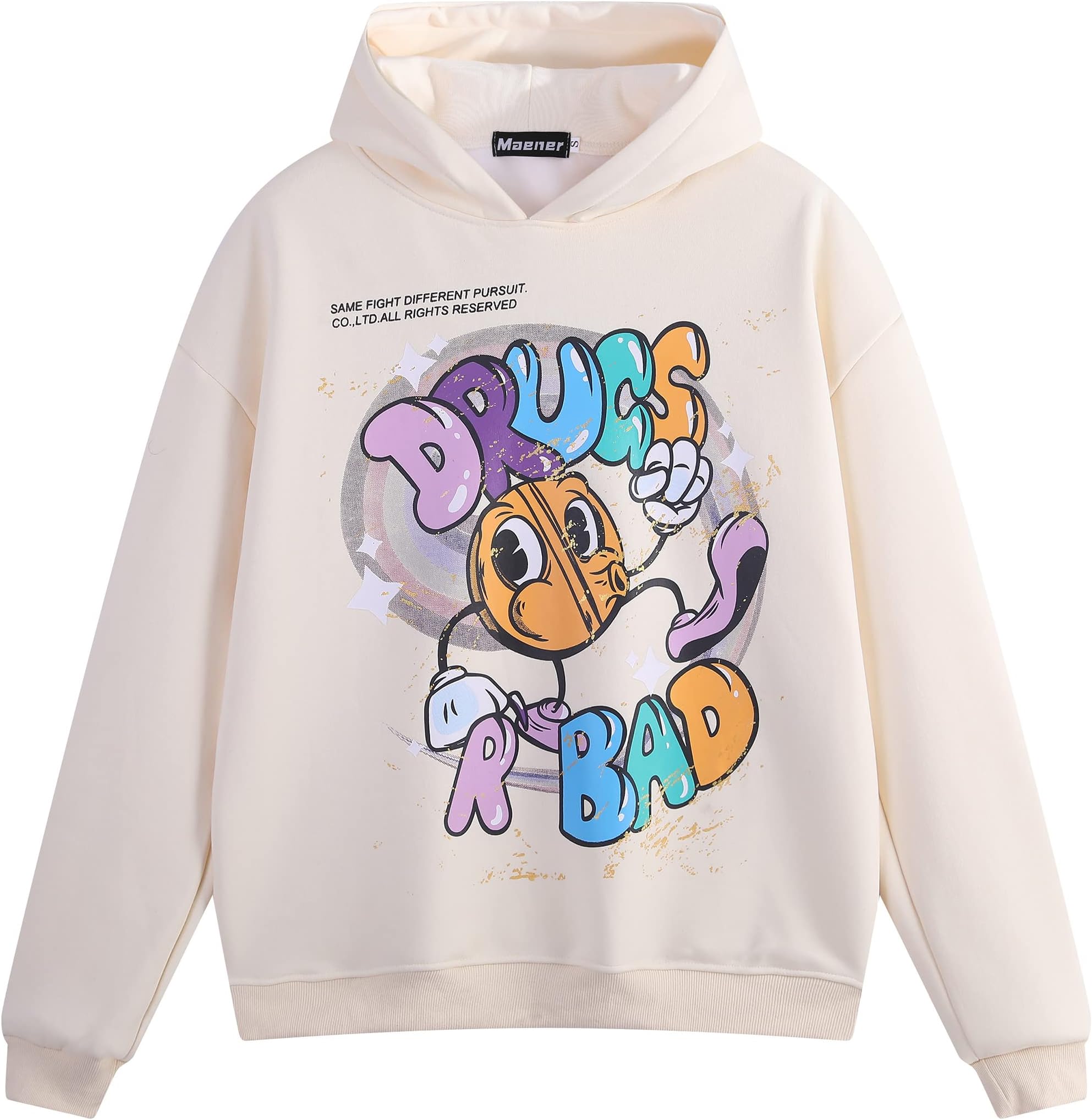 Maener Cartoon Graphic Hooded Sweatshirt for Men and Women