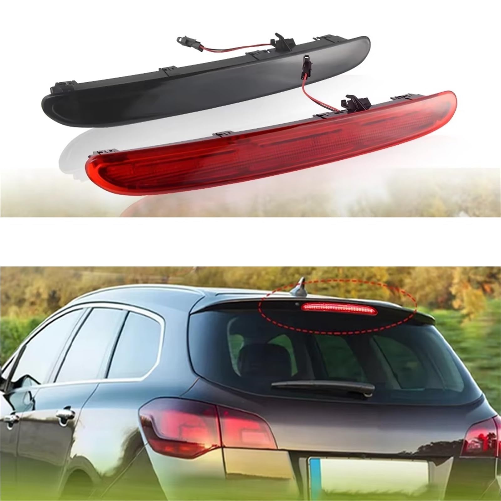 Piloto trasero alto Compatible Con Opel Para Astra J 5D Hatchback 2009-2015 Luz De Freno Tercera Elevada Luz Trasera Elevada(Red)