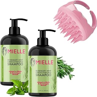 Rosemary Mint Shampoo 2 Bottles by Mielle with Scalp Massager