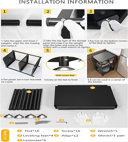 Miniatura 5 de MAGCOLOR Metal Shelving Unit 4 Tier Baked Zinc Stainless Steel Storage Shelves Rack for Kitchen,Laundry Room, Garage or Office Shelving Heavy Duty